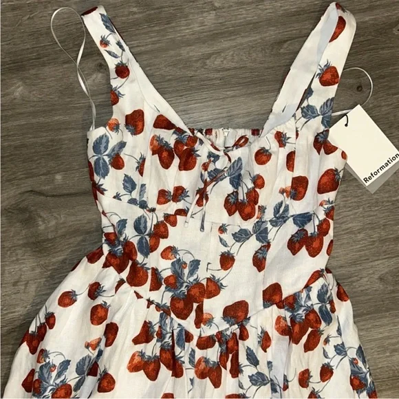 Reformation Balia Linen Sleeveless Basque-Waist Midi Dress - Picture 8 of 14